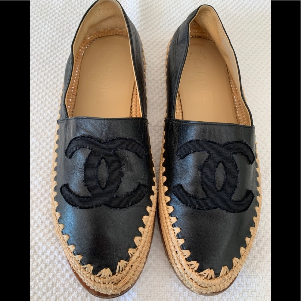 Authentic Chanel Intrecciato Raffia Weave Espadrilles